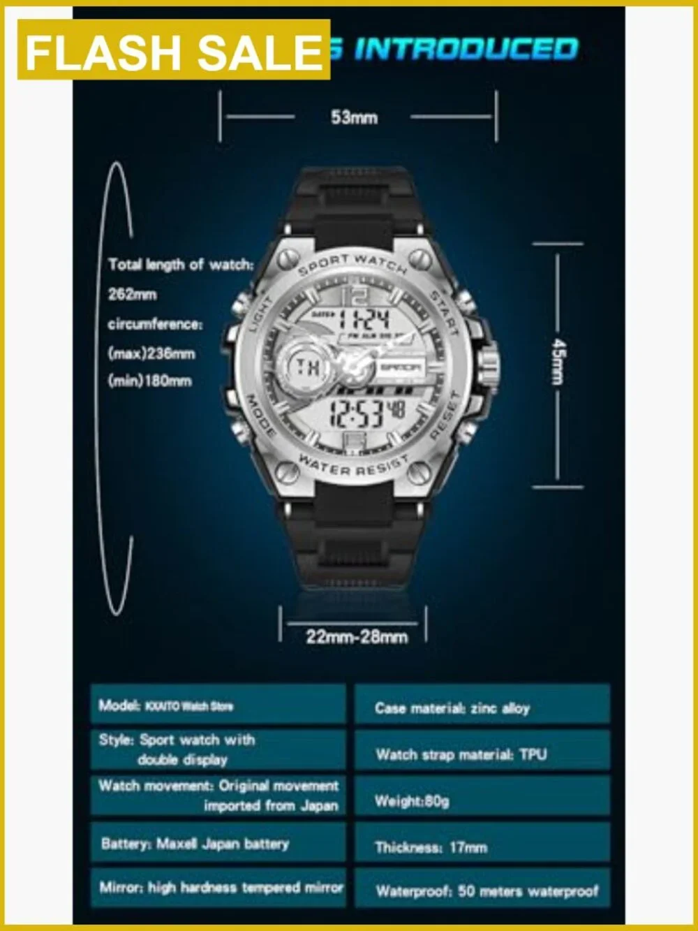 Men's Military Sports Watch LED Alarm Stopwatch Waterproof Date